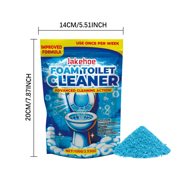 Toilet Cleaning Powder with Foam, Odor Removal, Stain Dissolving & Pipe Unclogging Bathroom Cleaner