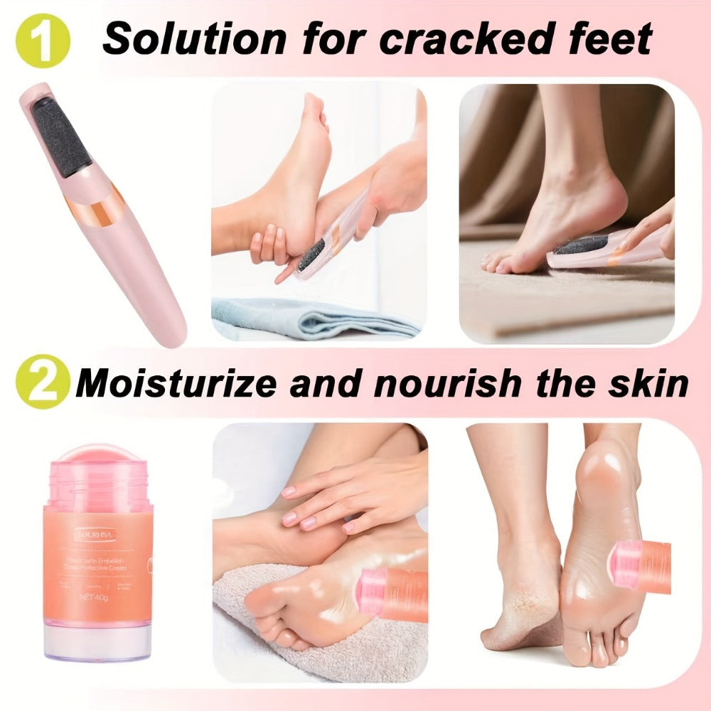 Electric Callus Remover for Feet with Foot Cream Stick Rechargeable Pedicure Tool 2 Speeds 2000 5000 RPM 2