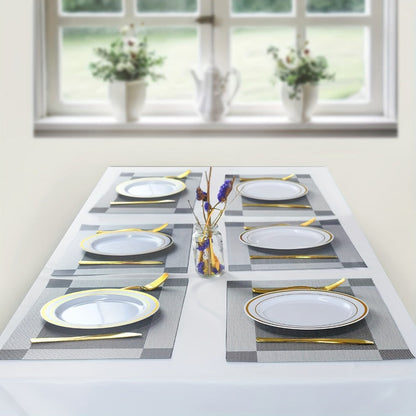 PVC Placemats Set of 6 Heat Resistant Non-Slip Washable Table Mats for Kitchen Dining Table, Easy Clean Vinyl Dinner Mats 11.8x17.7 Inch
