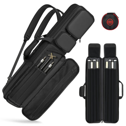 Pool Cue Case 4x4 – Billiard Cue Bag Holds 4 Butts & 4 Shafts, Hidden Backpack Strap, Large Front Accessory Pockets