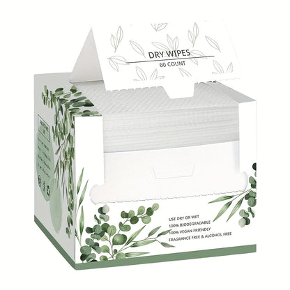 Disposable Face Towels 60 Count Extra Thick & Soft – 10x12 Inch Cotton Cleansing Wipes for Sensitive Skin, Makeup Removal