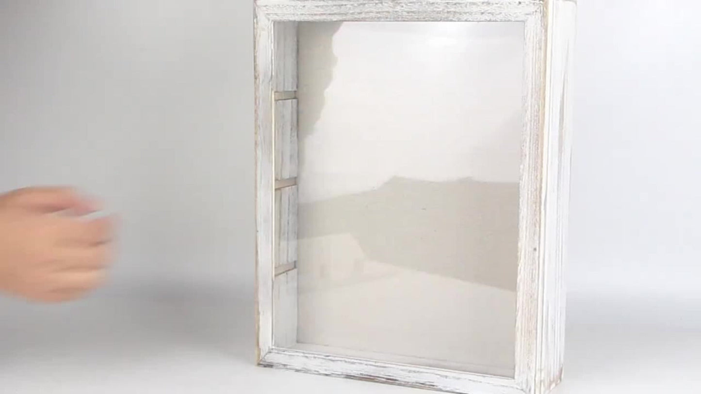 Shadow Box Frame 11x14 with 4 Removable Shelves – Large Deep Display Case for Medals Coins Pins Photos Flowers Keepsakes