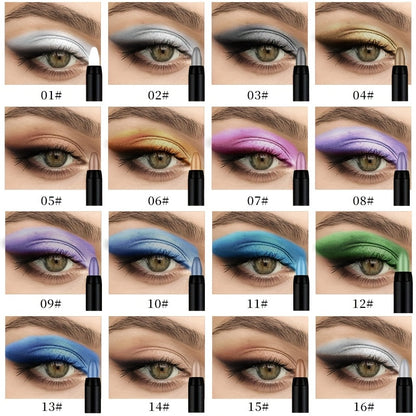 Gel Eyeshadow Stick Pencil Set 16 Colors Pearl Shimmer Matte Blendable Eye Makeup Crayons, for Makeup, Travel and Everyday Vanity Use