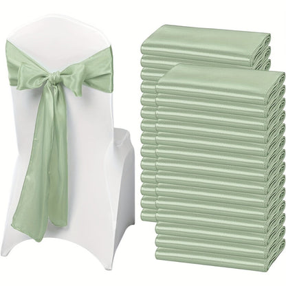 100pcs Satin Chair Sashes Bows for Wedding Banquet Party Event Decoration, 13 Colors, 18×275cm