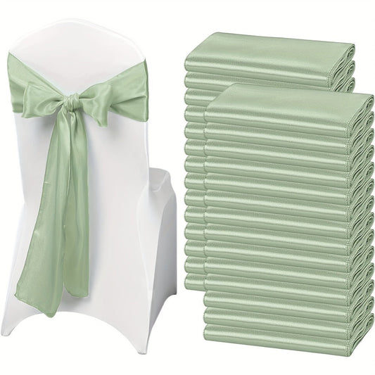 100pcs Satin Chair Sashes Bows for Wedding Banquet Party Event Decoration, 13 Colors, 18×275cm