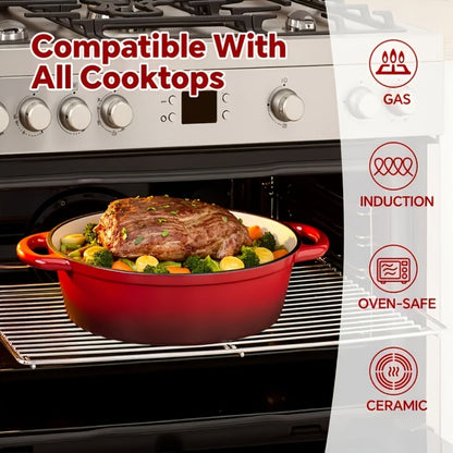 Dutch Oven Cookware by Uyi, 4.5QT Enameled Cast Iron Pot with Lid, Dual Handles and Four Color Options