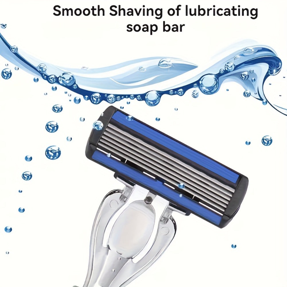 Men's Safety Razor with Replacement Blades - Anti-Slip Stainless Steel Handle Shaver for Beard & Sideburns