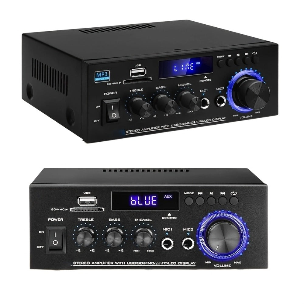 400W Bluetooth 5.0 Stereo Amplifier Receiver AK45, 2-Channel Home Audio Power Amp with Karaoke, FM Radio, USB MMC SD Card