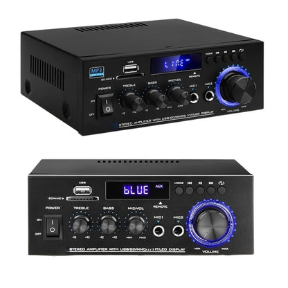 400W Bluetooth 5.0 Stereo Amplifier Receiver AK45, 2-Channel Home Audio Power Amp with Karaoke, FM Radio, USB MMC SD Card