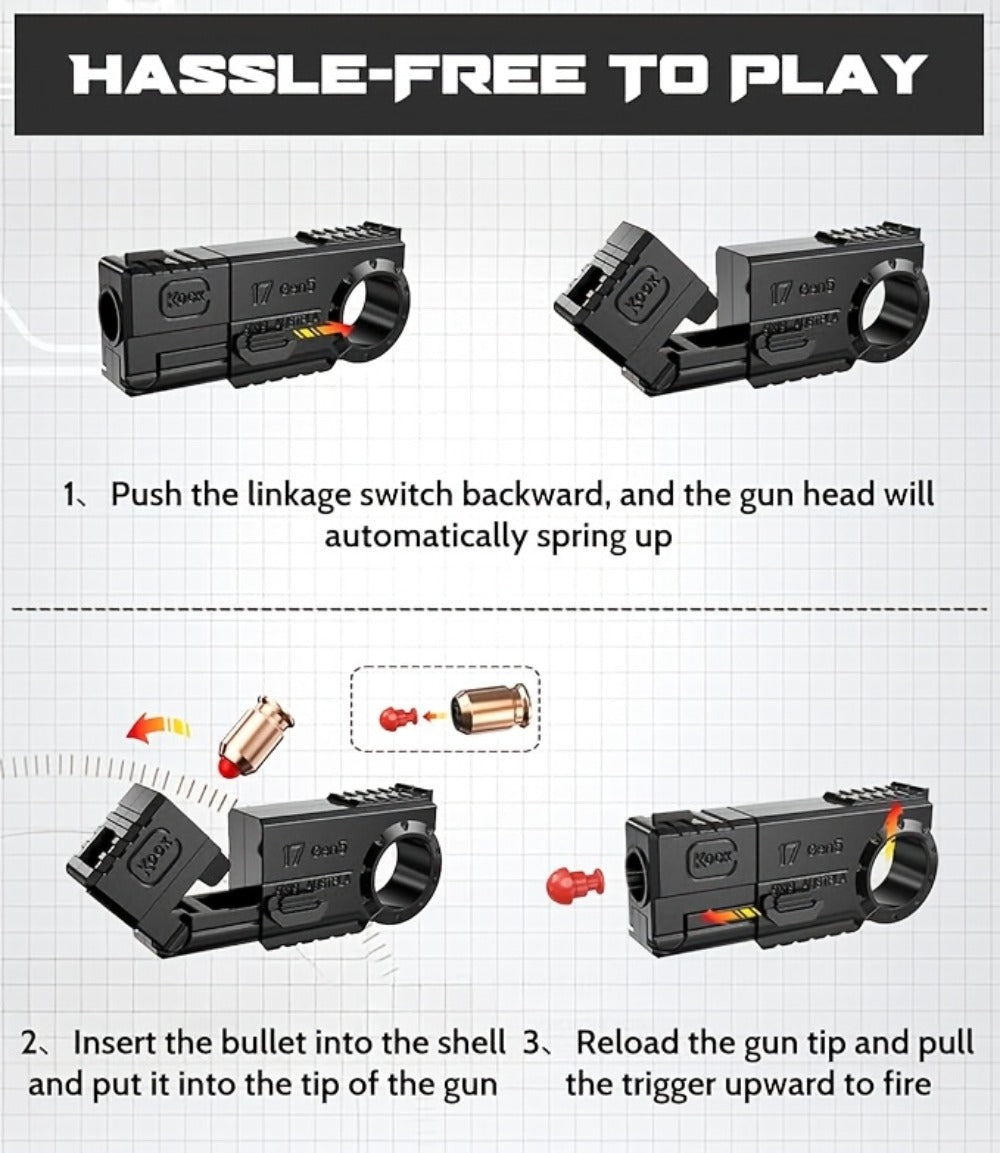 Alloy Finger Pistol Fidget Toy, One-Touch Cartridge Ejecting Stress Desk Toy, Cool EDC Novelty Gift for Adults Men Teens