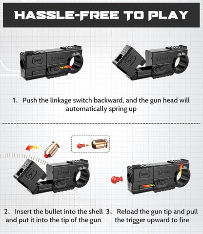 Alloy Finger Pistol Fidget Toy, One-Touch Cartridge Ejecting Stress Desk Toy, Cool EDC Novelty Gift for Adults Men Teens