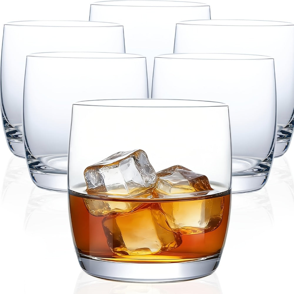 Crystal Rocks Glasses Set of 6, 10.5oz Premium Whiskey Tumbler, Clear Bourbon Scotch Cocktail Drinking Glasses