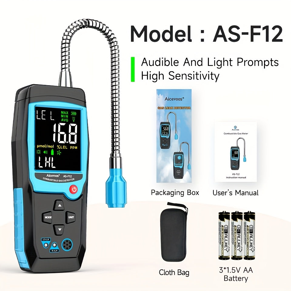 Gas Leak Detector Combustible Gas Detector Aicevoos AS-F12 Natural Gas Methane Tester Sound for Entryways, Bedrooms and Living Spaces