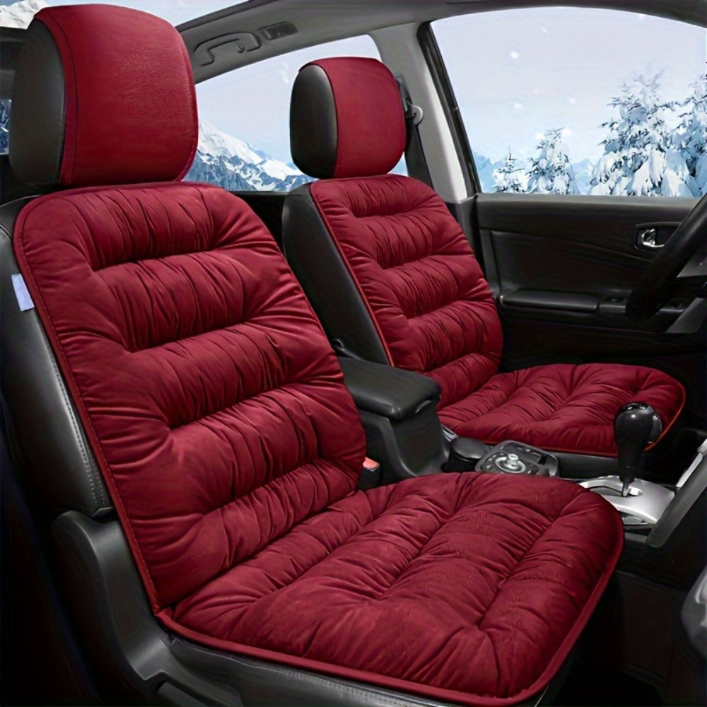 Vest-Style Car Seat Cushion with Connected Backrest and Seat Pad, Memory Foam Fill and Red, Beige or Black Options