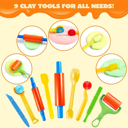 44-Piece Kids Clay Tools Set with Molds, Rolling Pins & Cutters, Dough Accessories for Toddlers & Preschoolers