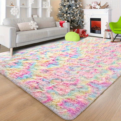 Rectangular Shaggy Area Rug with Nine Color Labels and 3 x 5-Foot to 8 x 10-Foot Size Options
