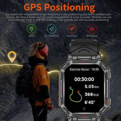 Smartwatch for Men with GPS, IPX8 Rating, Altimeter, Barometer, Compass and LED Flashlight