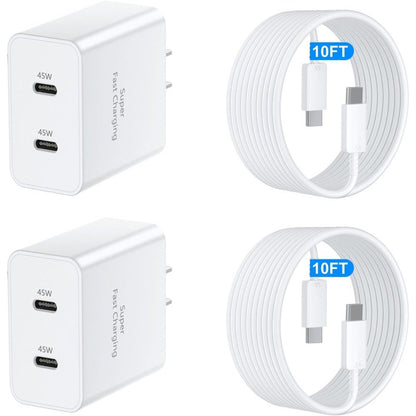 45W Samsung Super Fast Charger USB-C Dual Port Android Fast Charging Block with 10FT Long USB-C for an Everyday Personal Care Routine