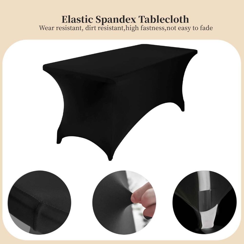 Spandex Tablecloth for 6 ft Rectangle Tables, Elastic Fitted Table Cover for Events, Parties, Weddings & Banquets