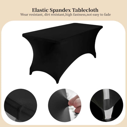 Spandex Tablecloth for 6 ft Rectangle Tables, Elastic Fitted Table Cover for Events, Parties, Weddings & Banquets