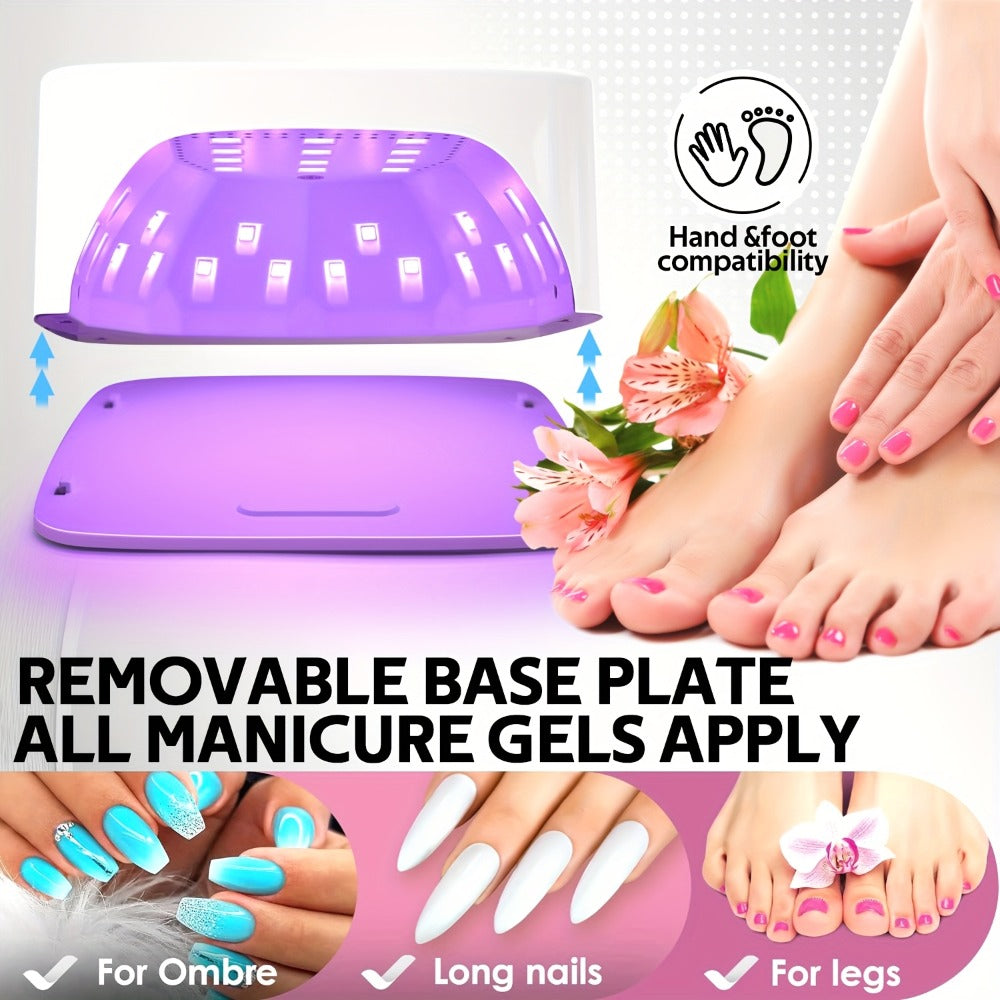 Rechargeable Wireless Nail Lamp 30 LED Beads 365+405nm UV Gel Curing Light 3 Timer Settings Infrared Sensor Portable Nail Dryer for All Gel