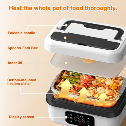 Self-Heating Lunch Box Electric Cordless Food Warmer 1L Portable Rechargeable Heated Lunch Box for Office Car Outdoor 8000mAh Battery