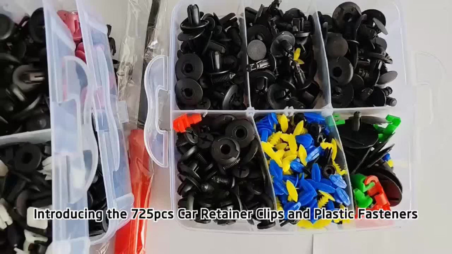 Car Bumper Screw & Rivet Repair Kit 725-Piece – Universal Plastic Clips, Nuts & Fasteners for Bumper, Wing & Interior Body Panels