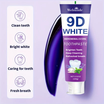 Whitening Toothpaste 4-Pack – 9D White Alcohol-Free Formula, Thorough Deep Cleaning & Brighter Smile, Refreshing Mint Breath