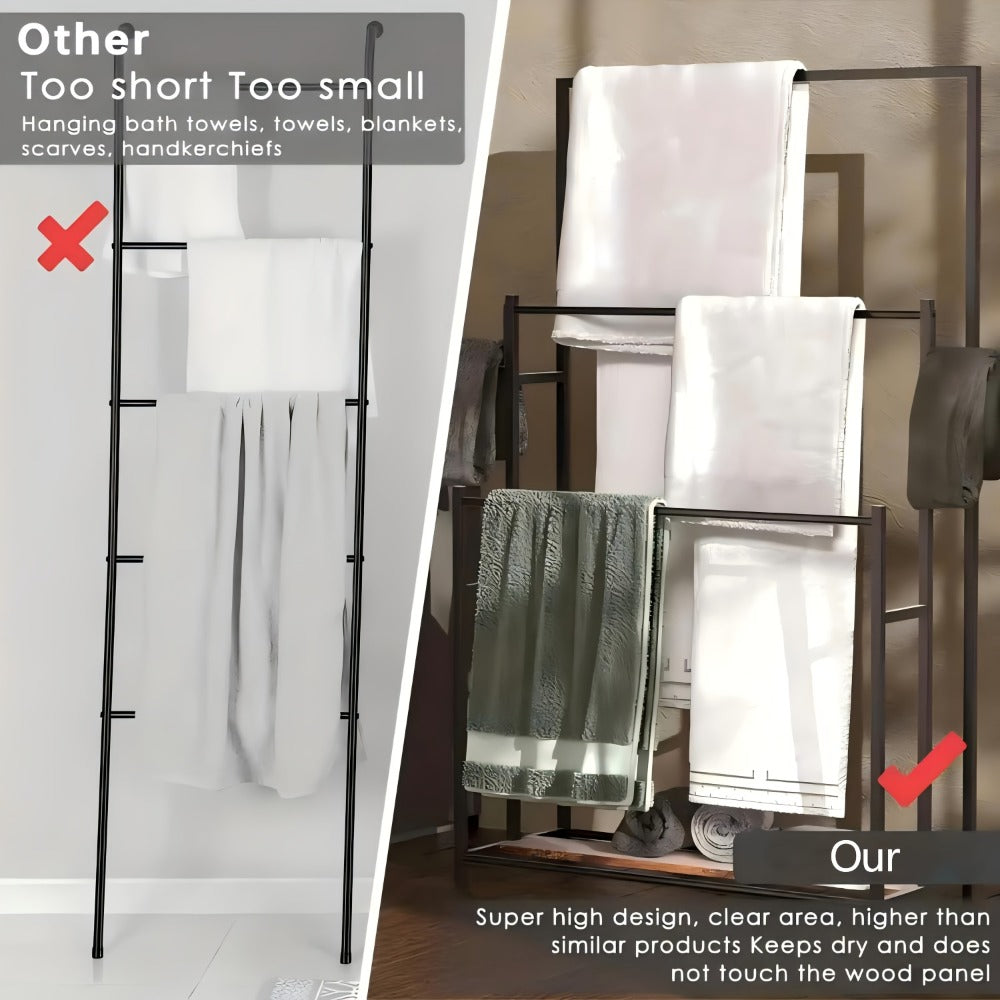 Towel Rack Freestanding 47 Inch Tall 3-Tier Floor Standing Towel Holder for Bathroom Bedroom Pool Outdoor