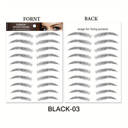 6D Eyebrow Tattoo Stickers Waterproof 8 Pcs for Women Girls, for Temporary Body Art, Festivals and Costumes