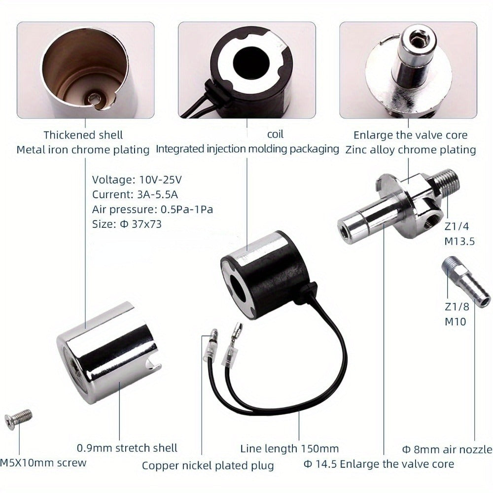 Train Air Horn Kit 135DB 4 Trumpet – 12V/24V Electric Solenoid, Zinc Alloy Chrome, Fits Truck Pickup Car Caravan Motorcycle Trailer