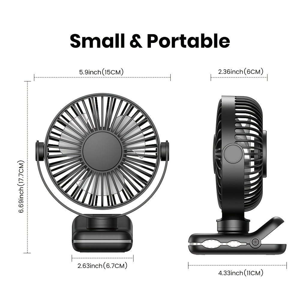 Clip on Fan USB Desk Fan, Brushless Motor Whisper Quiet Portable Mini Fan with Strong Clamp