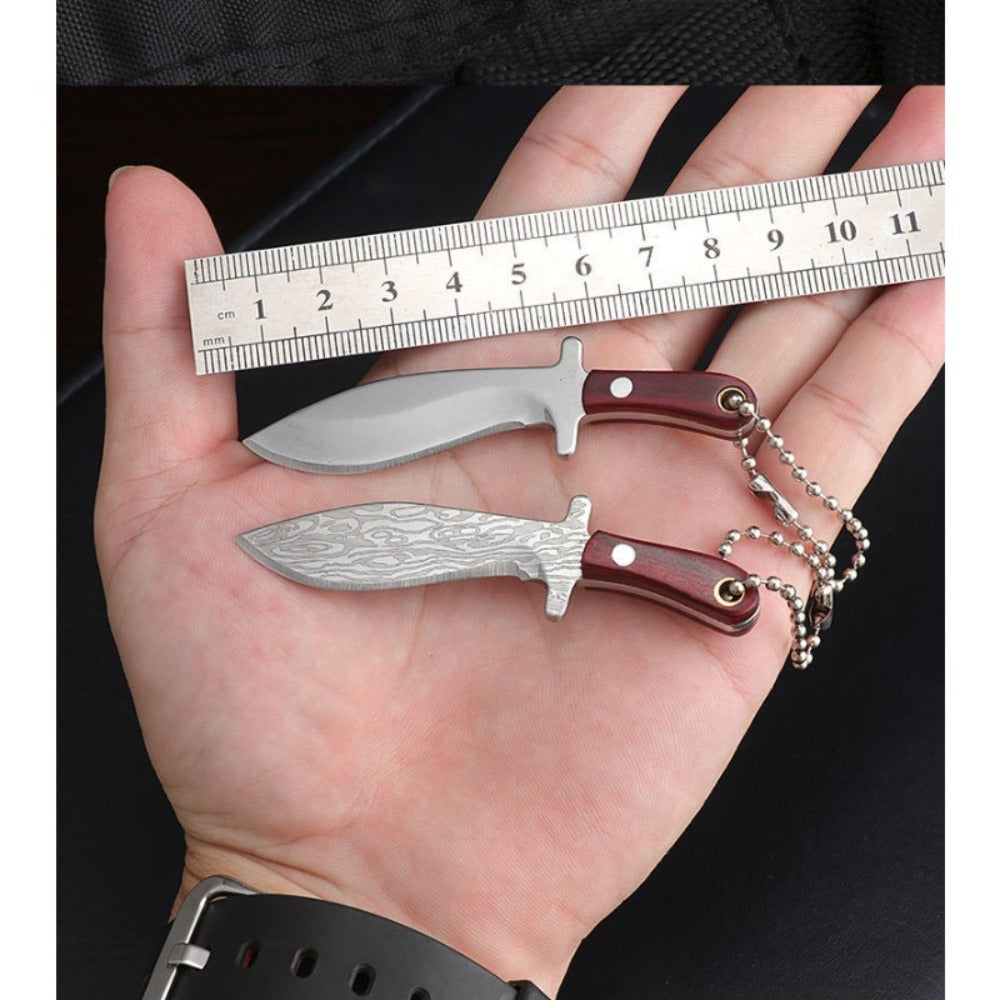 EDC Knife Keychain - Mini Set 10pcs Damascus Pattern Blade Stainless Steel Pocket Tool with - product detail view 6