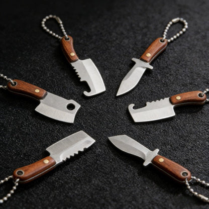 EDC Knife Keychain - Mini Set 10pcs Damascus Pattern Blade Stainless Steel Pocket Tool with - product detail view 8