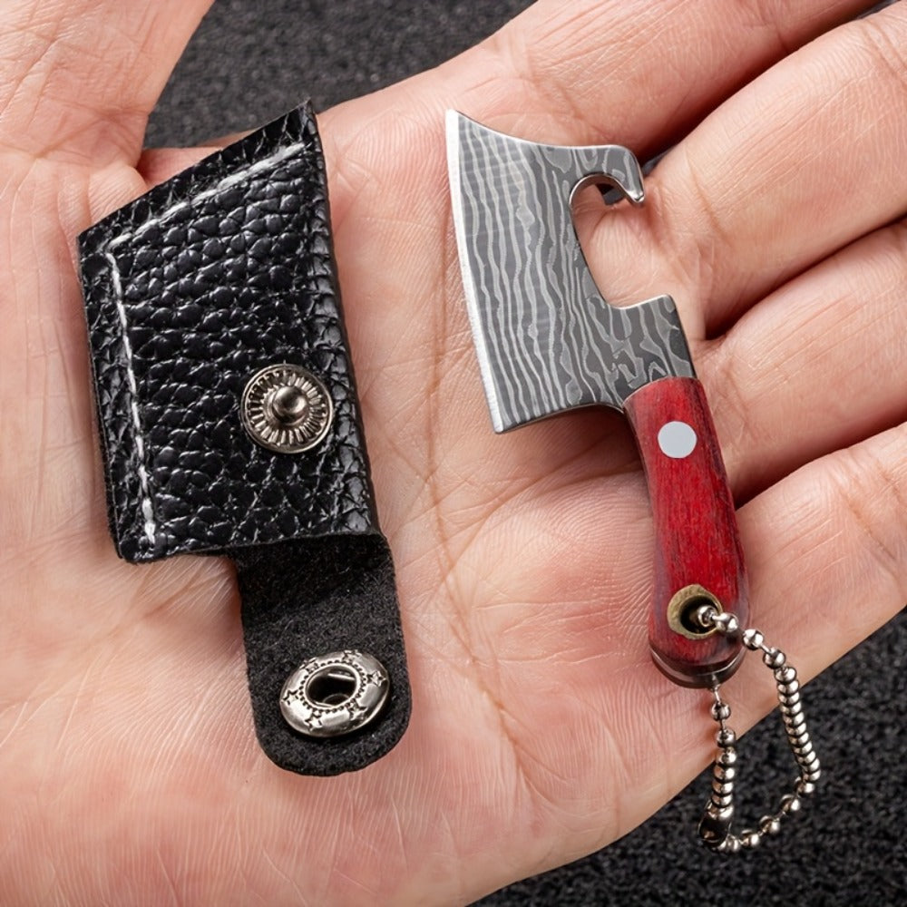 EDC Knife Keychain - Mini Set 10pcs Damascus Pattern Blade Stainless Steel Pocket Tool with - product detail view 13