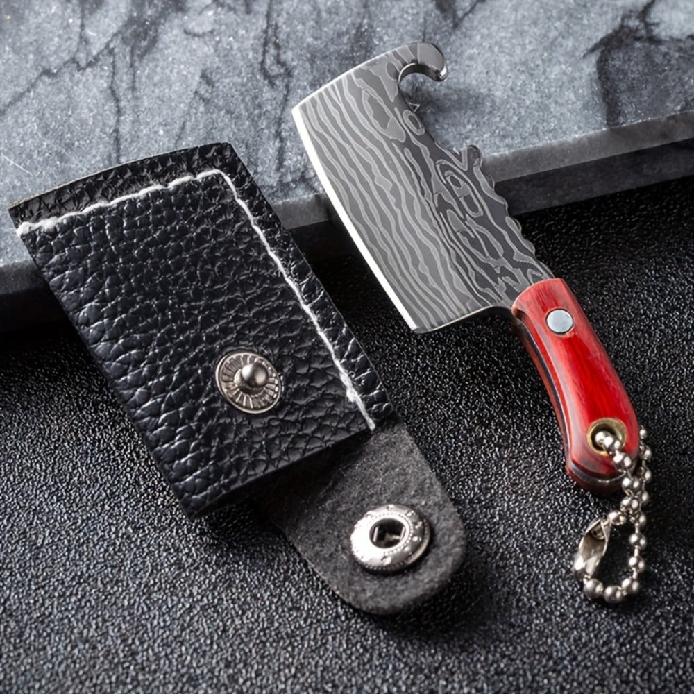 EDC Knife Keychain - Mini Set 10pcs Damascus Pattern Blade Stainless Steel Pocket Tool with - product detail view 14