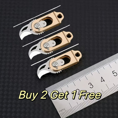 EDC Pocket Knives & Tools - Knife Keychain Mini Folding Brass with Thumb Stud Drop Point Blade & - product detail view 5