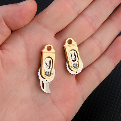 EDC Pocket Knives & Tools - Knife Keychain Mini Folding Brass with Thumb Stud Drop Point Blade & - product detail view 6