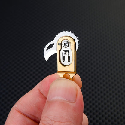 EDC Pocket Knives & Tools - Knife Keychain Mini Folding Brass with Thumb Stud Drop Point Blade & - product detail view 7