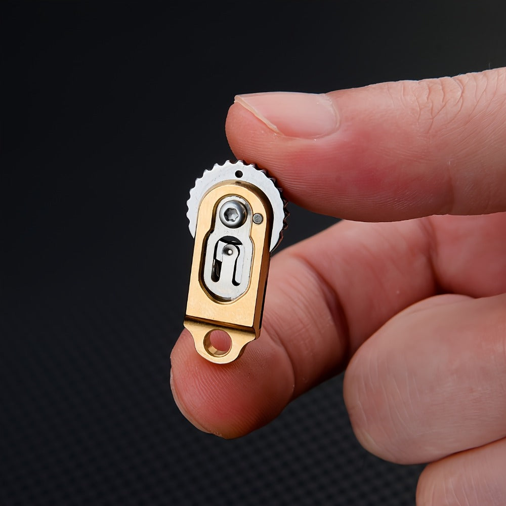 EDC Pocket Knives & Tools - Knife Keychain Mini Folding Brass with Thumb Stud Drop Point Blade & - product detail view 8