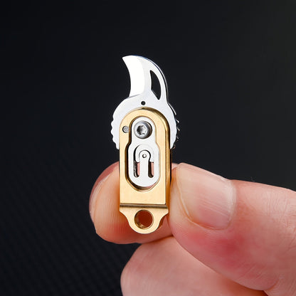 EDC Pocket Knives & Tools - Knife Keychain Mini Folding Brass with Thumb Stud Drop Point Blade & - product detail view 10