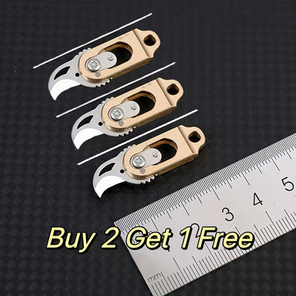 EDC Pocket Knives & Tools - Knife Keychain Mini Folding Brass with Thumb Stud Drop Point Blade & - product detail view 11