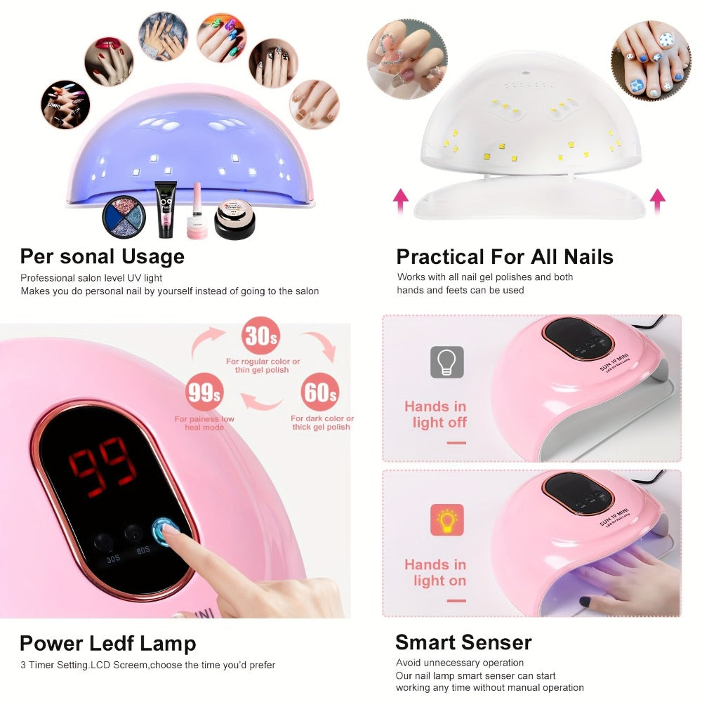 Complete Acrylic Nail Kit with Drill & UV LED Light, Colored Acrylic Powders & All Tools Included