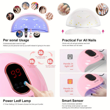 Complete Acrylic Nail Kit with Drill & UV LED Light, Colored Acrylic Powders & All Tools Included