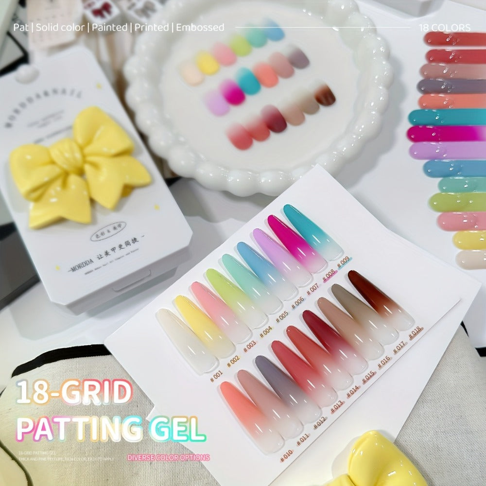 Gel Nail Polish Set with MORDDA Label, 18 Cloud Souffle Patting Colors in Autumn Winter Palette