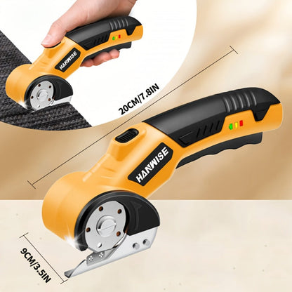 Electric Scissors Cordless 4.2V Rotary Cutter with 2000mAh Battery, 10000 RPM, Safety Lock, LED Light
