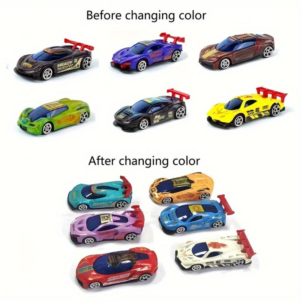 Six-Piece Temperature-Responsive Color-Changing Die-Cast Toy Car Set with Assorted Vehicle Styles