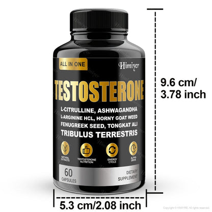 Tongkat Ali Testosterone Booster for Men with Tribulus, Fenugreek & L-Arginine - Plant-Based Natural Supplement for Strength