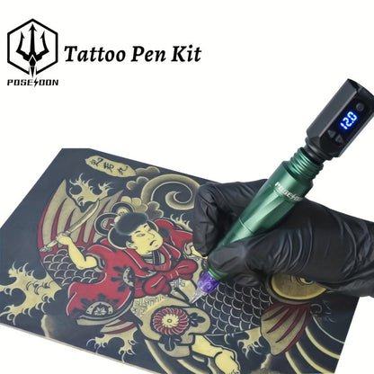 Tattoo Machine Kit LTK06 Wireless Rotary Pen with Carry Bag, 20 Cartridges, 11 Inks, Caps and Practice Supplies