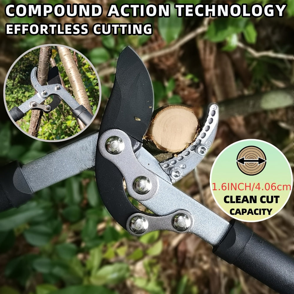 Garden Pruning Shears Set Loppers Hedge Shears & Hand Pruner Combo, Alloy Steel Branch Cutter Kit with Compound Action